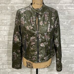Jou Jou Floral Bomber Jacket - Olive and Pink